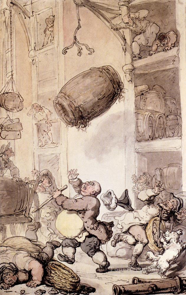 A Fall In Beer caricature Thomas Rowlandson Oil Paintings